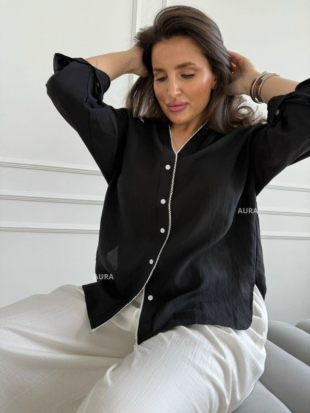 Купить Женская рубашка черная оптом Садовод Интернет-каталог Садовод интернет-каталог