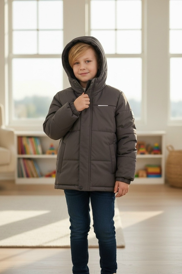 Купить Куртка детская темно-серая оптом Садовод Интернет-каталог Садовод интернет-каталог