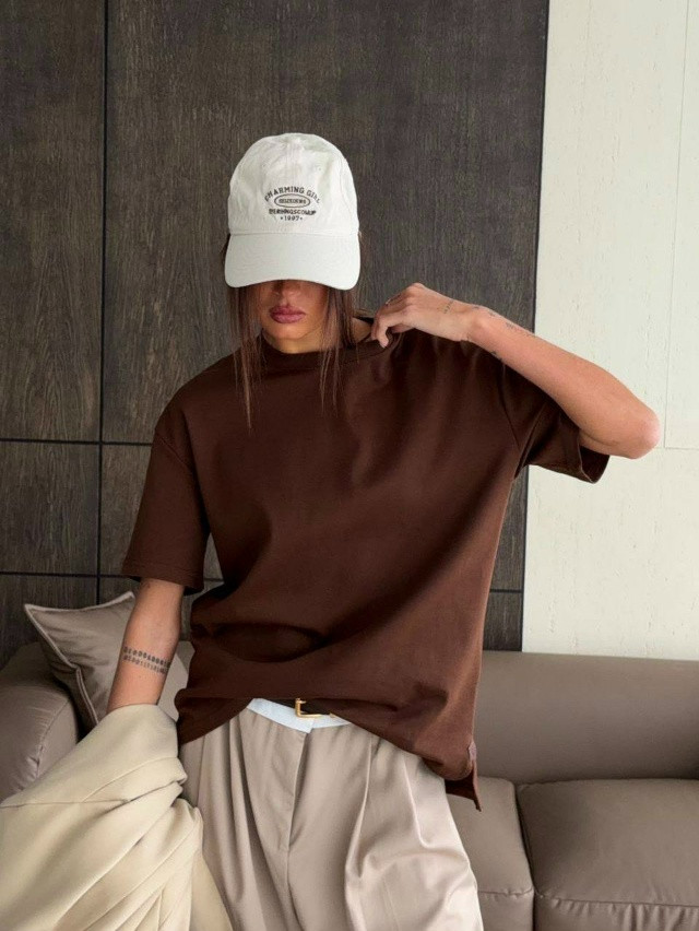 Купить Женская футболка коричневая оптом Садовод Интернет-каталог Садовод интернет-каталог