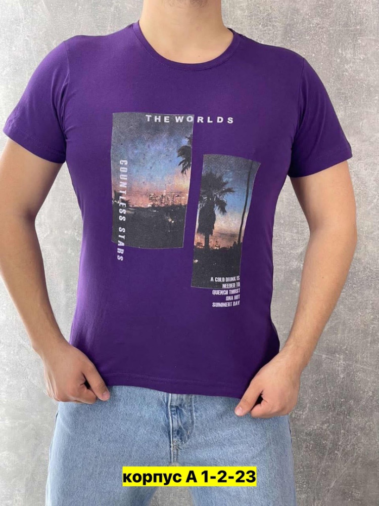 Купить Мужская футболка фиолетовая оптом Садовод Интернет-каталог Садовод интернет-каталог