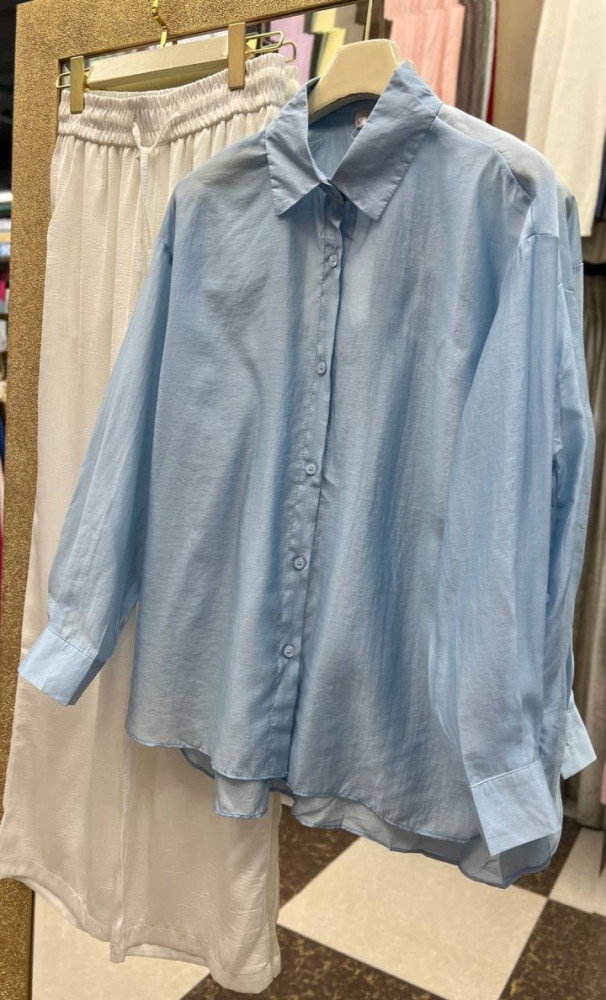 Купить Женская рубашка голубая оптом Садовод Интернет-каталог Садовод интернет-каталог
