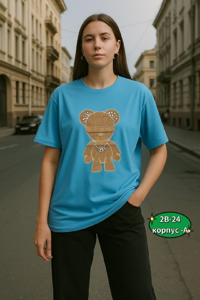 Купить Женская футболка голубая оптом Садовод Интернет-каталог Садовод интернет-каталог