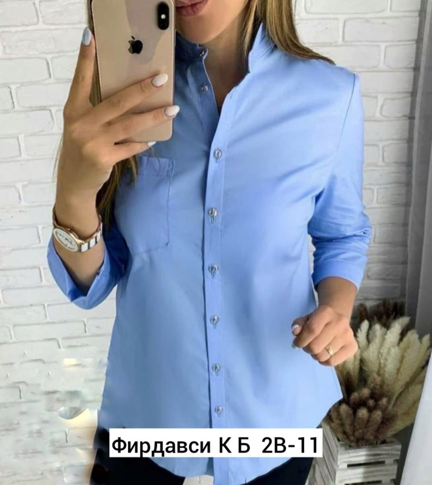 Купить Женская рубашка голубая оптом Садовод Интернет-каталог Садовод интернет-каталог