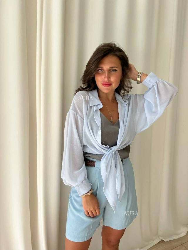 Купить Женская рубашка голубая оптом Садовод Интернет-каталог Садовод интернет-каталог