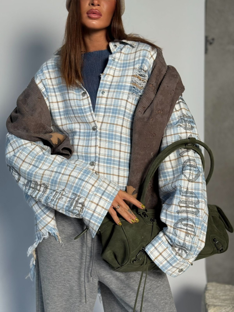 Купить Женская рубашка голубая оптом Садовод Интернет-каталог Садовод интернет-каталог