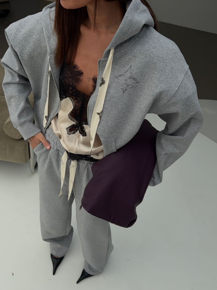 Купить Спортивный женский костюм серый оптом Садовод Интернет-каталог Садовод интернет-каталог