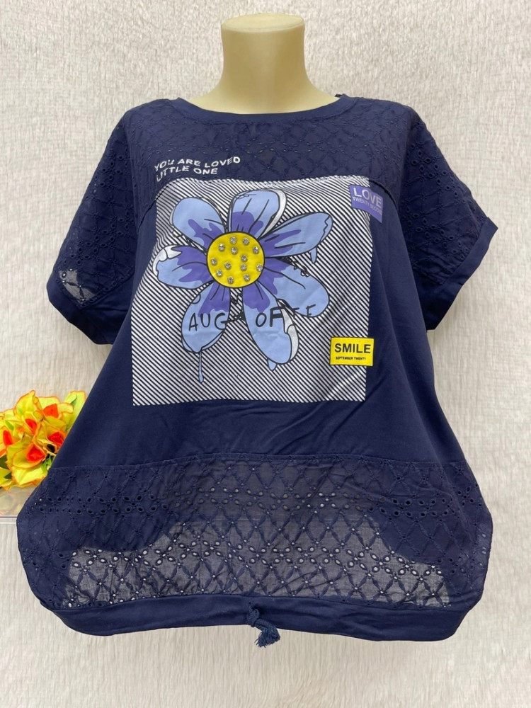 Купить Женская футболка синяя оптом Садовод Интернет-каталог Садовод интернет-каталог