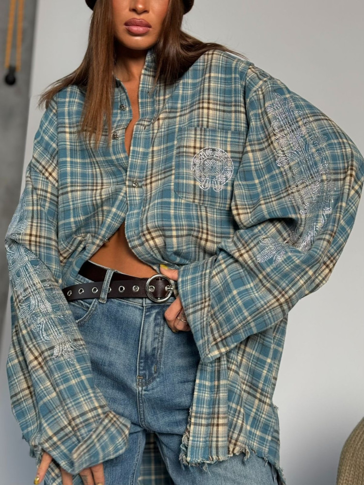 Купить Женская рубашка синяя оптом Садовод Интернет-каталог Садовод интернет-каталог