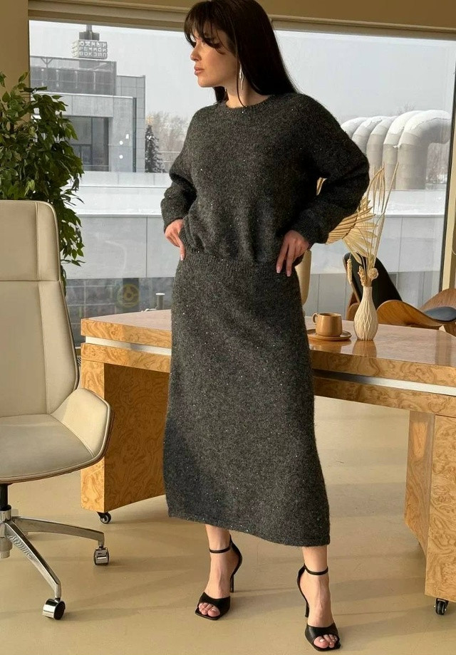 Купить Женский костюм темно-серый оптом Садовод Интернет-каталог Садовод интернет-каталог