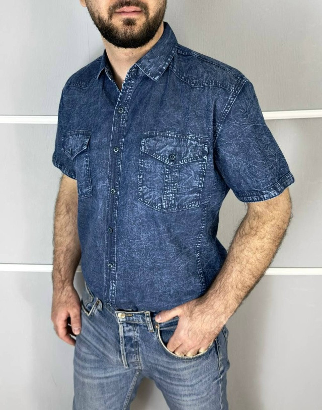 Купить Мужская рубашка синяя оптом Садовод Интернет-каталог Садовод интернет-каталог