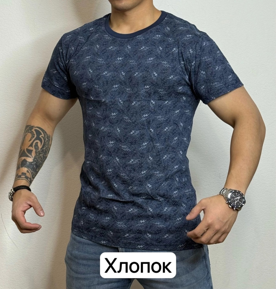 Купить Мужская футболка синяя оптом Садовод Интернет-каталог Садовод интернет-каталог