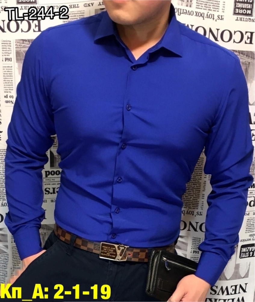 Купить Мужская рубашка синяя оптом Садовод Интернет-каталог Садовод интернет-каталог