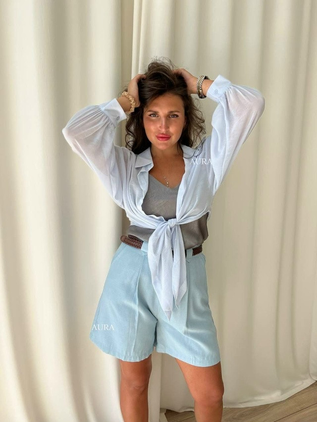 Купить Женская рубашка голубая оптом Садовод Интернет-каталог Садовод интернет-каталог