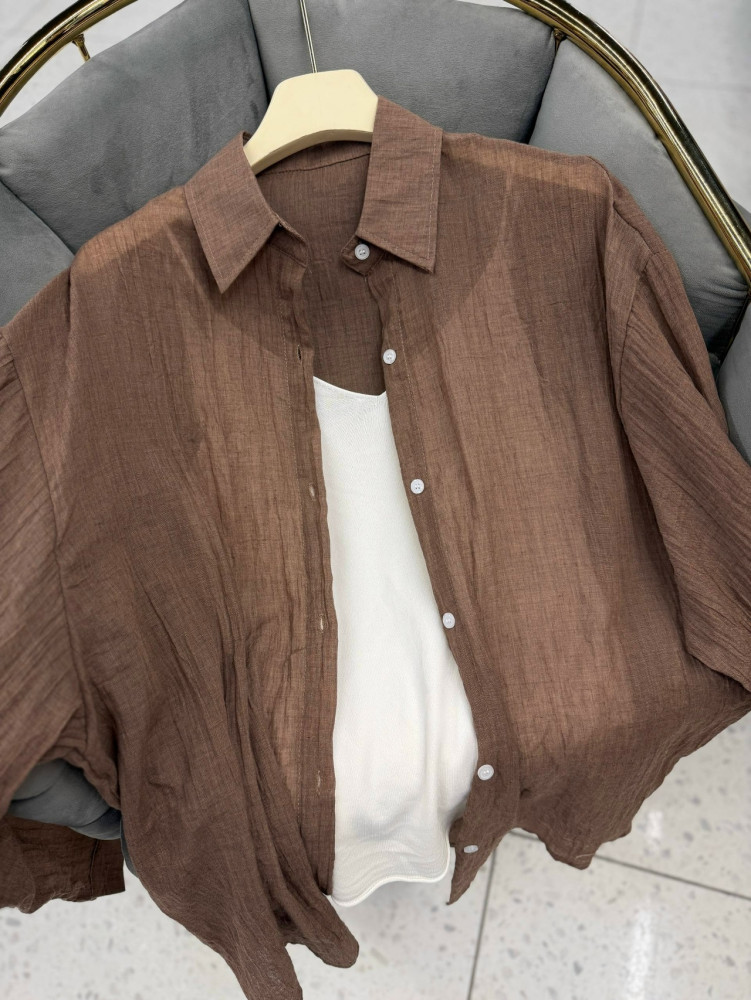 Купить Женская рубашка коричневая оптом Садовод Интернет-каталог Садовод интернет-каталог