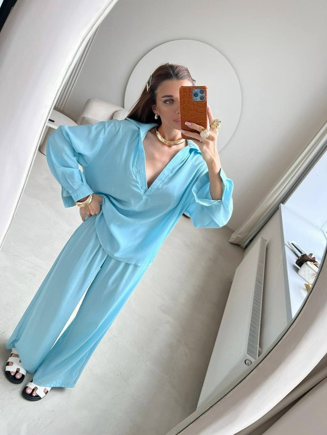 Купить Женский костюм голубой оптом Садовод Интернет-каталог Садовод интернет-каталог