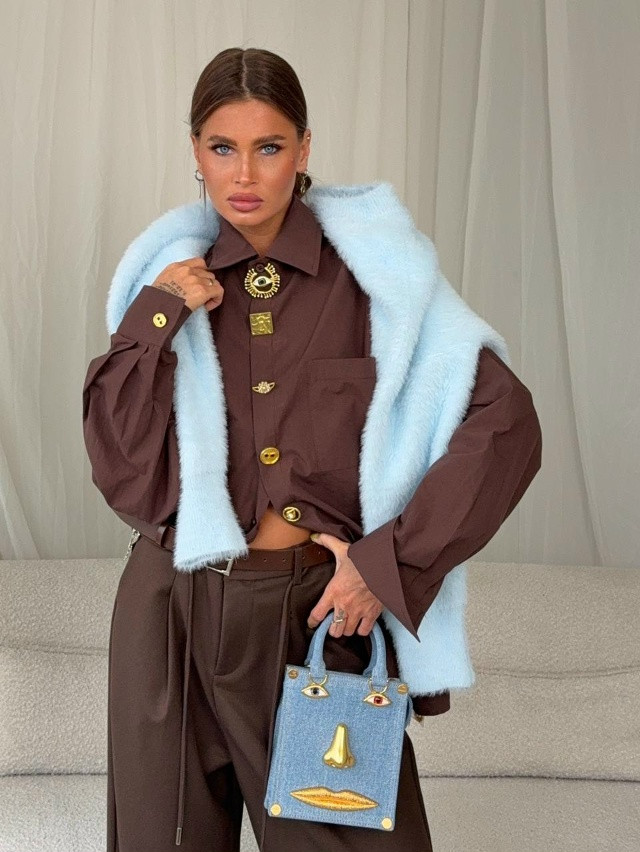 Купить Женская рубашка коричневая оптом Садовод Интернет-каталог Садовод интернет-каталог