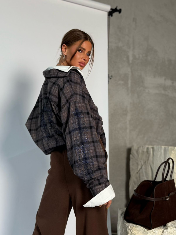 Купить Женская рубашка серая оптом Садовод Интернет-каталог Садовод интернет-каталог