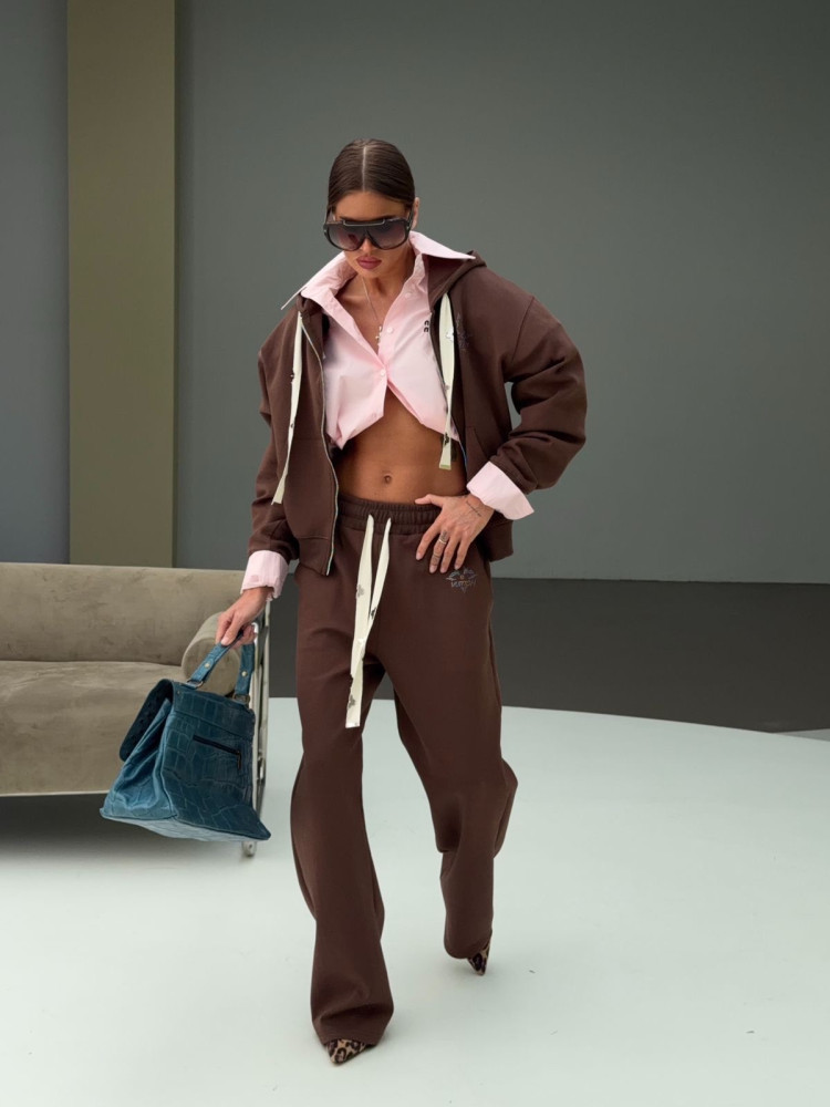 Купить Спортивный женский костюм коричневый оптом Садовод Интернет-каталог Садовод интернет-каталог