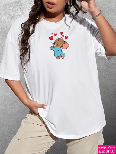 Женская футболка с оригинальным авторским принтом Любимыми персонажами детства Том и Джерри САДОВОД БАЗА