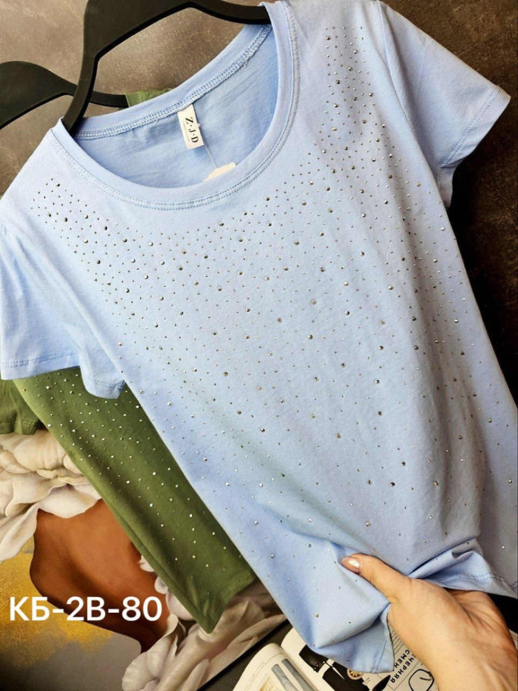 Купить Женская футболка голубая оптом Садовод Интернет-каталог Садовод интернет-каталог