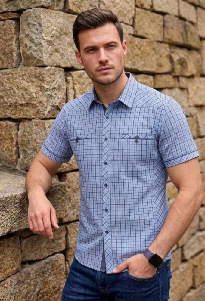 Купить Мужская рубашка голубая оптом Садовод Интернет-каталог Садовод интернет-каталог