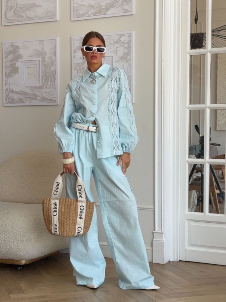 Купить Женский костюм голубой оптом Садовод Интернет-каталог Садовод интернет-каталог